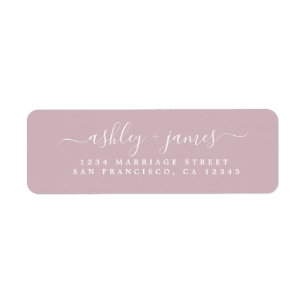 Chic Script Pastel Lila Bröllop Returadress Etikett