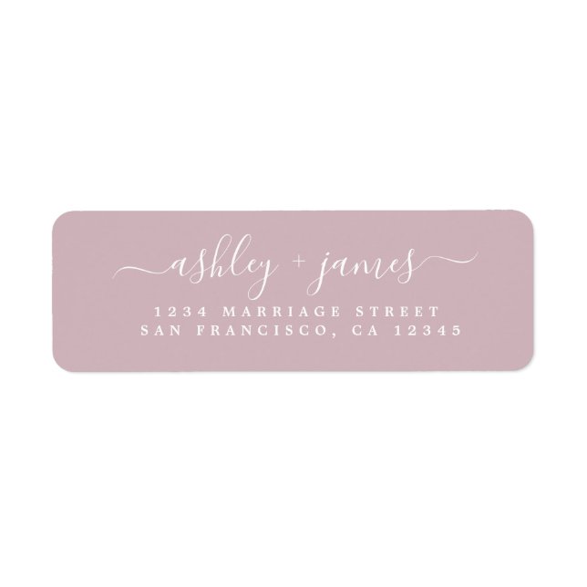 Chic Script Pastel Lila Bröllop Returadress Etikett (Framsidan)