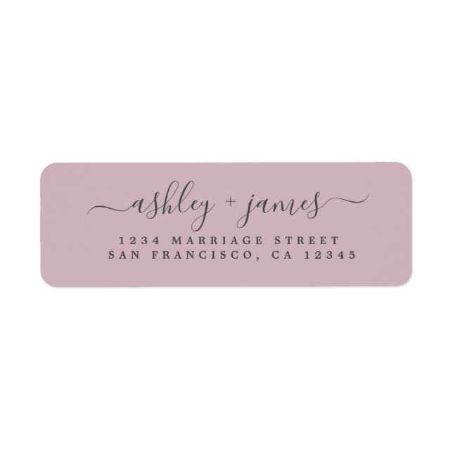 Chic Script Pastel Lila Bröllop Returadress Etikett (Framsidan)