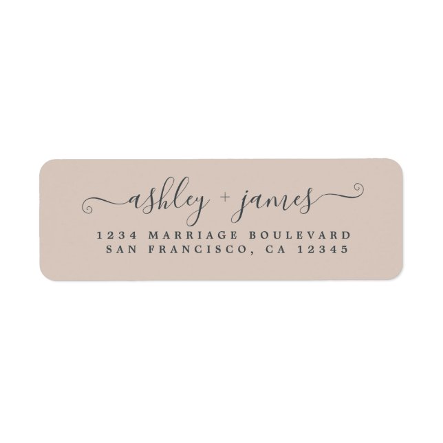Chic Script Pastel Lila Bröllop Returadress Etikett (Framsidan)