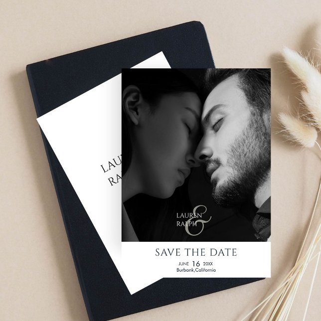 Chic Script Photo Bröllop spara datum Julkort (Skapare uppladdad)