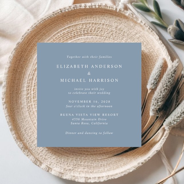 Chic Script Photo Overlay Dusty Blue Bröllop Inbjudningar (An elegant Happily Ever After Wedding Invitation to set the tone for an unforgettable event)