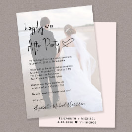 Chic Script Photo Overlay Rosa Wedding Reception Inbjudningar