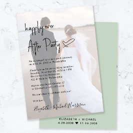Chic Script Photo Sage Grönt Wedding Reception Inbjudningar