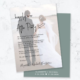 Chic Script Photo Sage Grönt Wedding Reception Inbjudningar