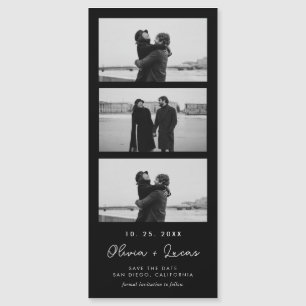 Chic Script Photo Strip Black Magnetic Bröllop