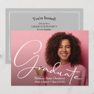 Chic Script Photo Studenten Inbjudningar