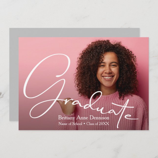 Chic Script Photo Studenten Meddelande (Fram/baksida)