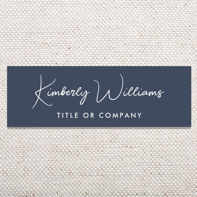 Chic Script Professional Blå Namnbricka (Chic Script Professional Black Name Tag)
