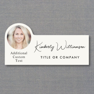 Chic Script Professional Cream Photo Namnbricka