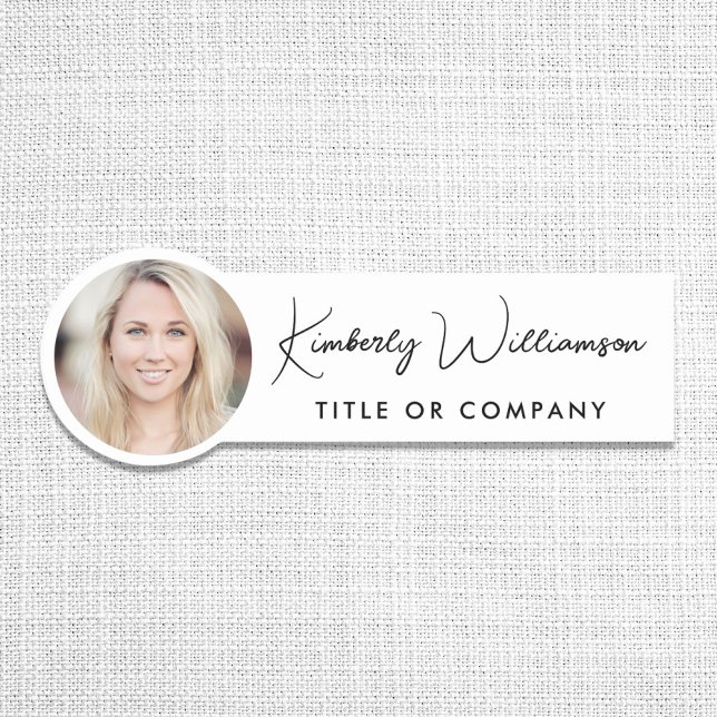 Chic Script Professional Foto Namnbricka (Chic Script Professional Photo Name Tag)