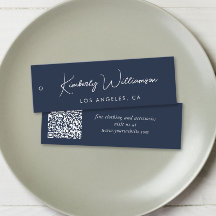 Chic Script QR Code Blue Clothing Hang Tag