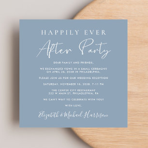 Chic Script QR-kod Dusty Blue Wedding Reception Inbjudningar