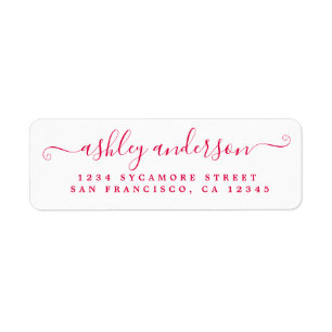 Chic Script Red Bläck Namn Returadress Etikett