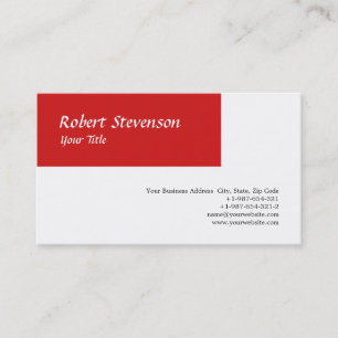 Chic Script Red White Minimalist Design Visitkort