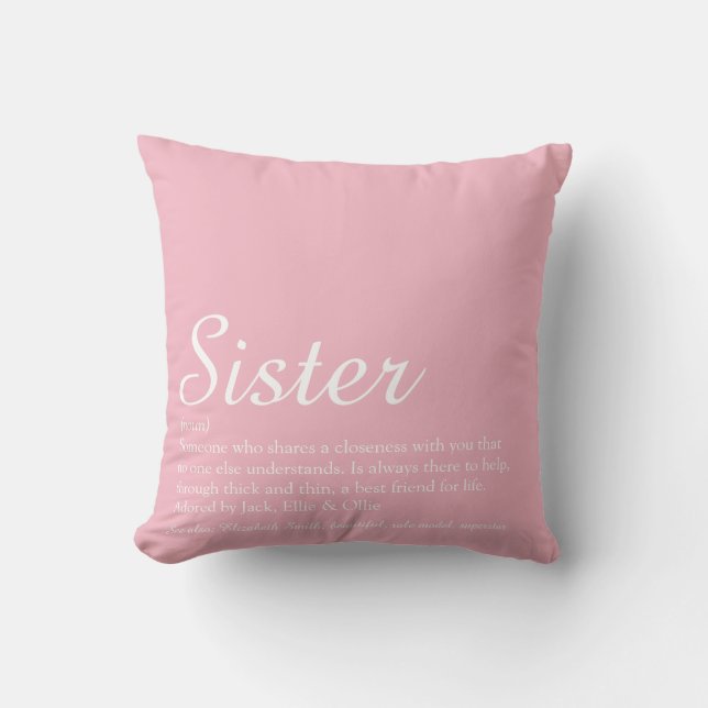 Chic Script Roligt Rosa Bästa systern någonsin Def Kudde (Framsida)