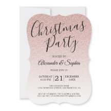 Chic Script Rosa Glitter Ombre jul Party Inv