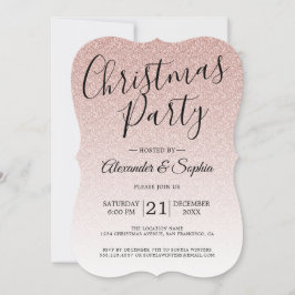 Chic Script Rosa Glitter Ombre jul Party Inv Inbjudningar
