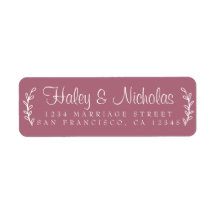 Chic Script Rustic Foliage Bröllop Returadress