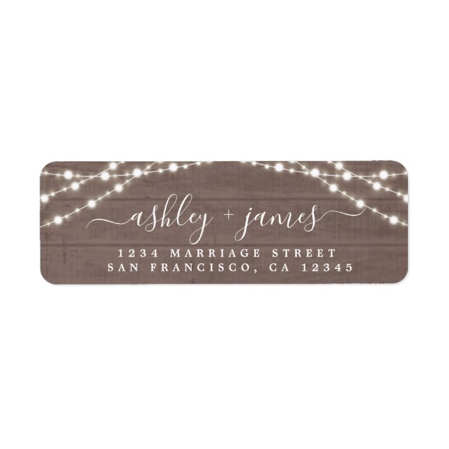 Chic Script Rustic Ljus Bröllop Returadress Etikett (Framsidan)