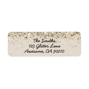 Chic Script Sand Glitter Bröllop Returadress Etikett