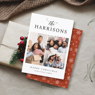 Chic Script & Serif Family Namn 3-fotojul Julkort
