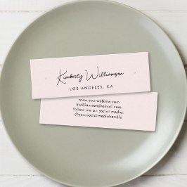 Chic Script Stud Ring Earring Rosa Visning Card Mini Visitkort