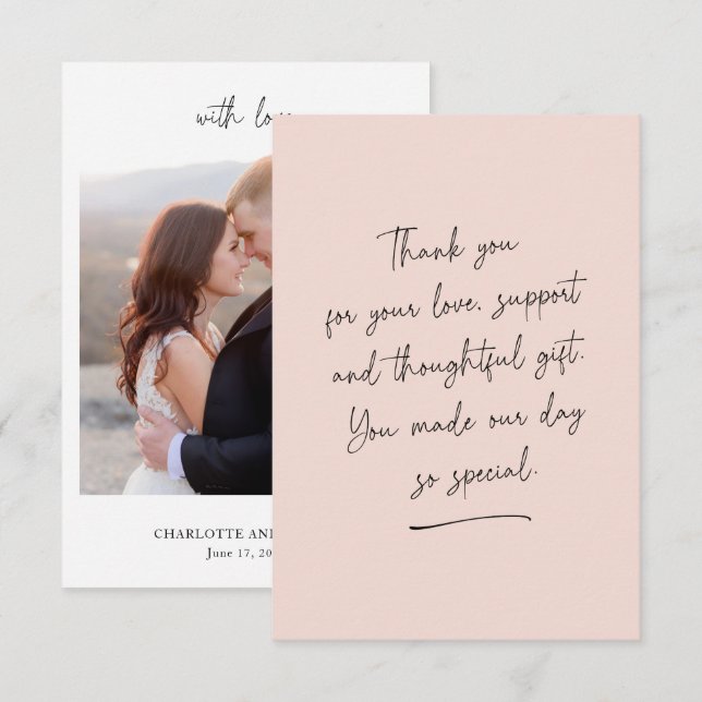 Chic Script Swash Tack Kort Fotokort (Fram/baksida)