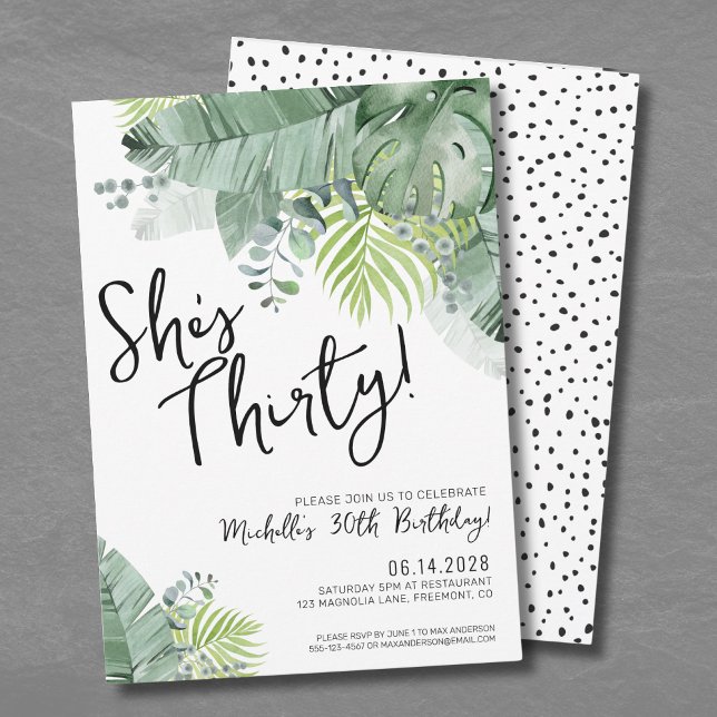 Chic Script Trettio 30-årsdag Inbjudningar (Chic Script Thirty 30th Birthday Invitation)