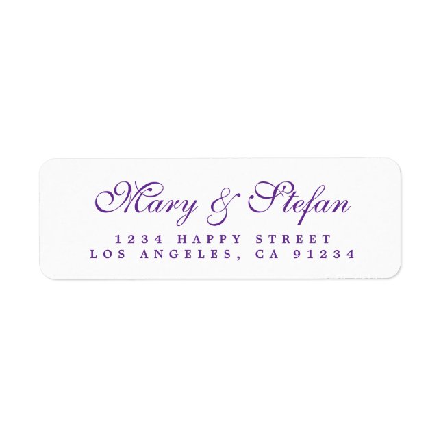 Chic Script Violett Returadress Etikett (Framsidan)