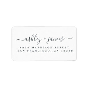 Chic Script White Bröllop Return-adressetikett Adressetikett