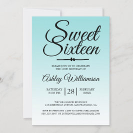 Chic Sea Snäcka Blue Ombre Sweet 16 16:e födelseda Inbjudningar