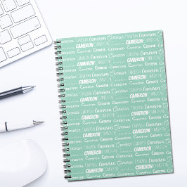 Chic Seafoam Green Personalized Name Collage Anteckningsbok