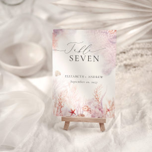 Chic Seashells Coral Underwater Bröllop Bordsnummer