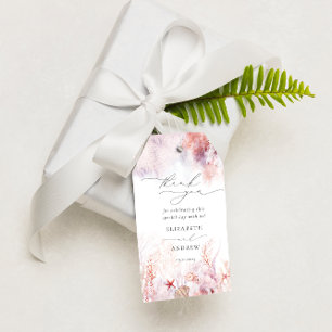 Chic Seashells Coral Underwater Tack Presentetikett