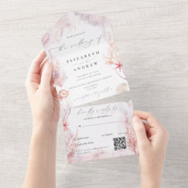 Chic Seashells koral Underwater QR Code Bröllop