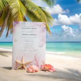 Chic Seashells koral Underwater QR Code Bröllop Inbjudningar