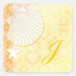 Chic Seaside Wedding Favor Fyrkantigt Klistermärke