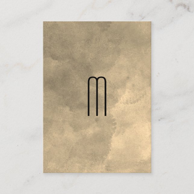Chic Sepia Watercolor Monogram Visitkort (Framsida)