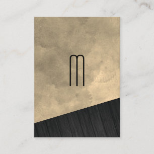 Chic Sepia Watercolor Wood Monogram Visitkort