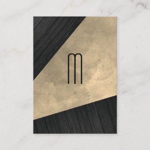 Chic Sepia Watercolor Wood Monogram Visitkort