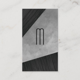 Chic Sepia Watercolor Wood Monogram Visitkort