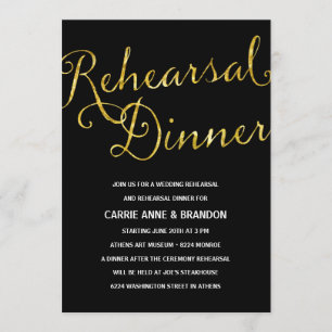 Chic Shimmer   Faux Gold Foil Rehearsal Dinner Inbjudningar