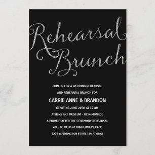 Chic Shimmer   Faux Silver Foil Rehearsal Brunch Inbjudningar