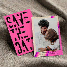 Chic Shock rosa 70s Retro Typography Rand Bröllop Spara Datumet