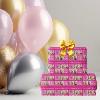 Chic Shock rosa Birthday Girl Anpassningsbar Photo Presentpapper