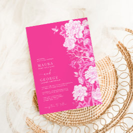 Chic Shock rosa Chinoiserie Blomsterträdgård Bröll Inbjudningar