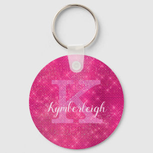 Chic Shock rosa Glam Diamond Gnistra Monogram Namn Nyckelring