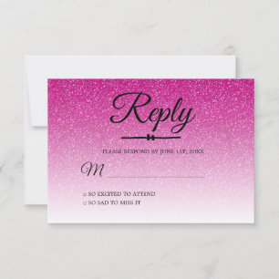 Chic Shock rosa Glitter Ombre Sweet 16 OSA Inbjudningar