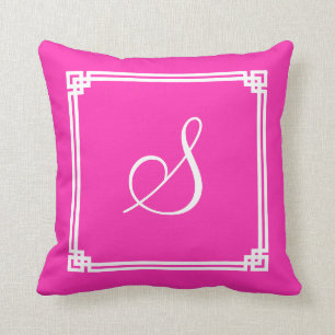 Chic shock rosa kvadrerar den Monogrammed göra Kudde
